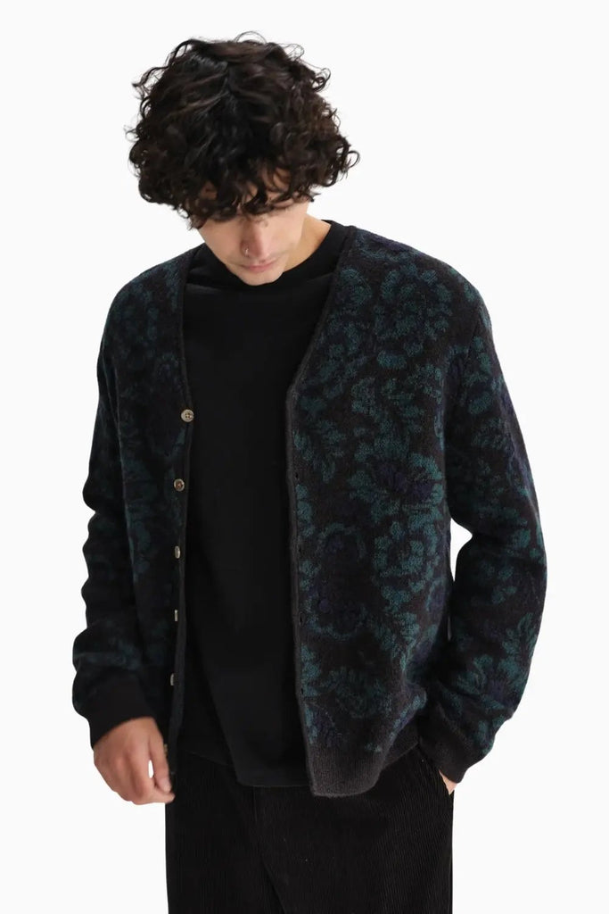 Alban Cardigan Floral Texture Jcqrd for Mens Wax London