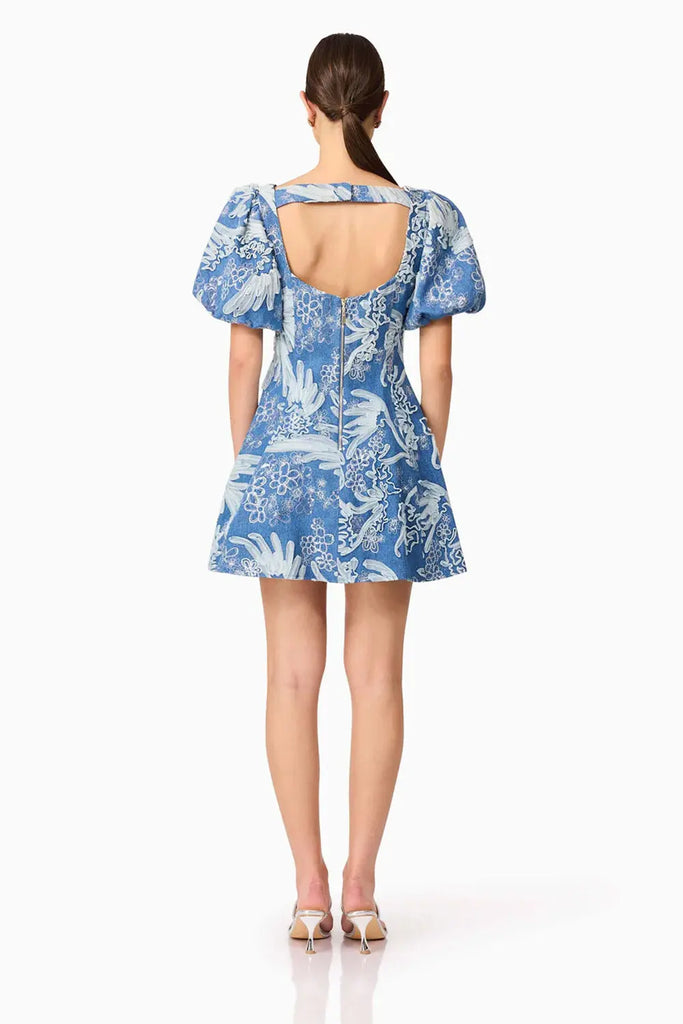 Anneliese A-Line Mini Dress in Blue Elliatt