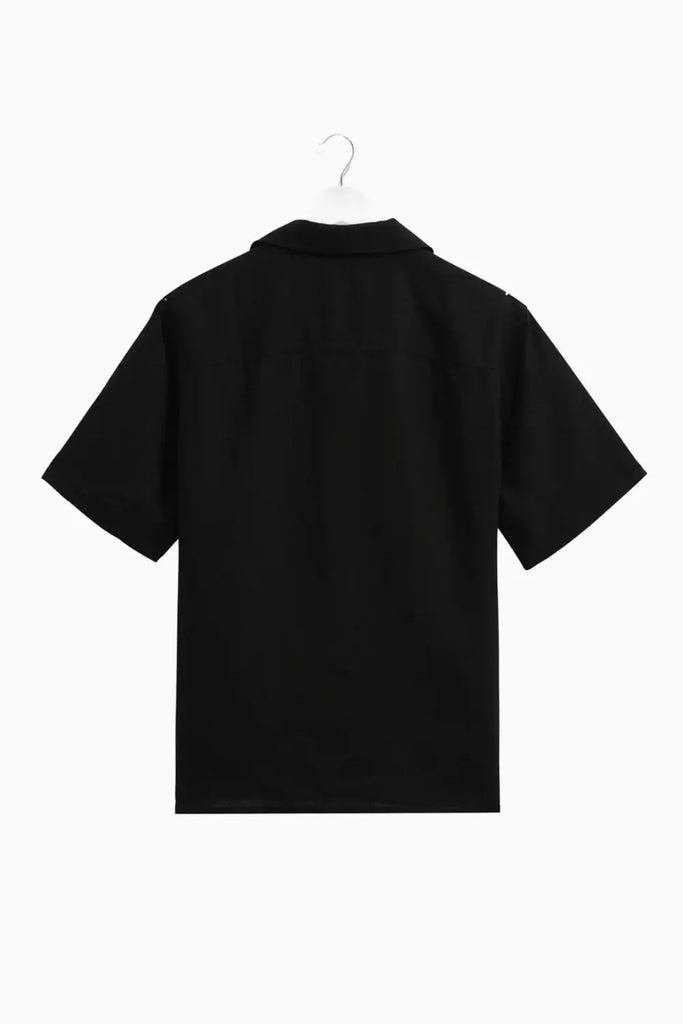 Bartlett - Washed Black Linen Short-Sleeve Shirt Wax London