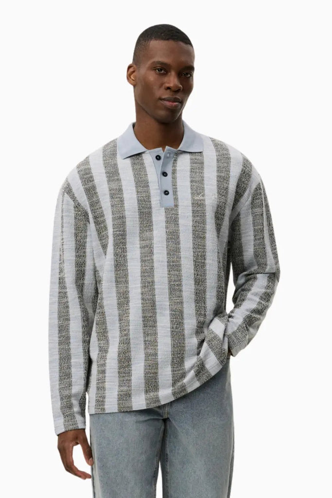 Bowie Jacquard Jersey LS Polo for Mens Les Deux