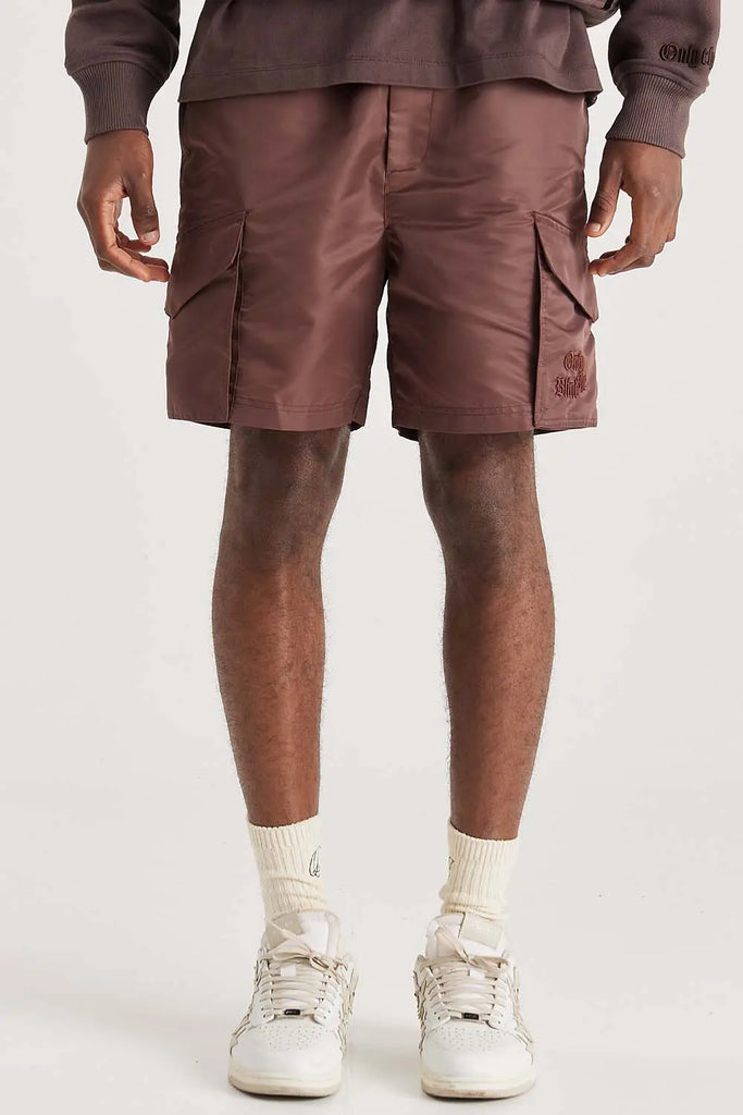 Brown Nylon Cargo Short Only the Blind