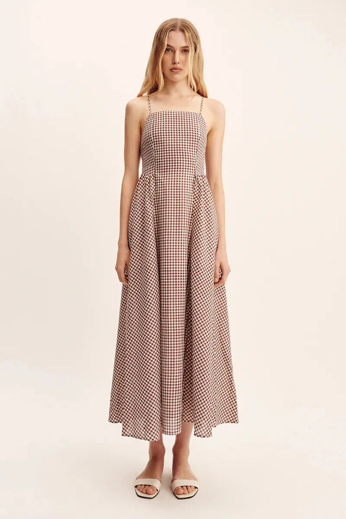 Callie Dress - Petite Mocha Gingham Posse