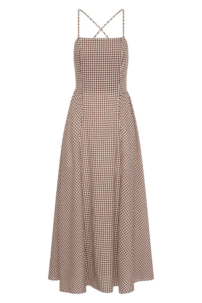 Callie Dress - Petite Mocha Gingham Posse
