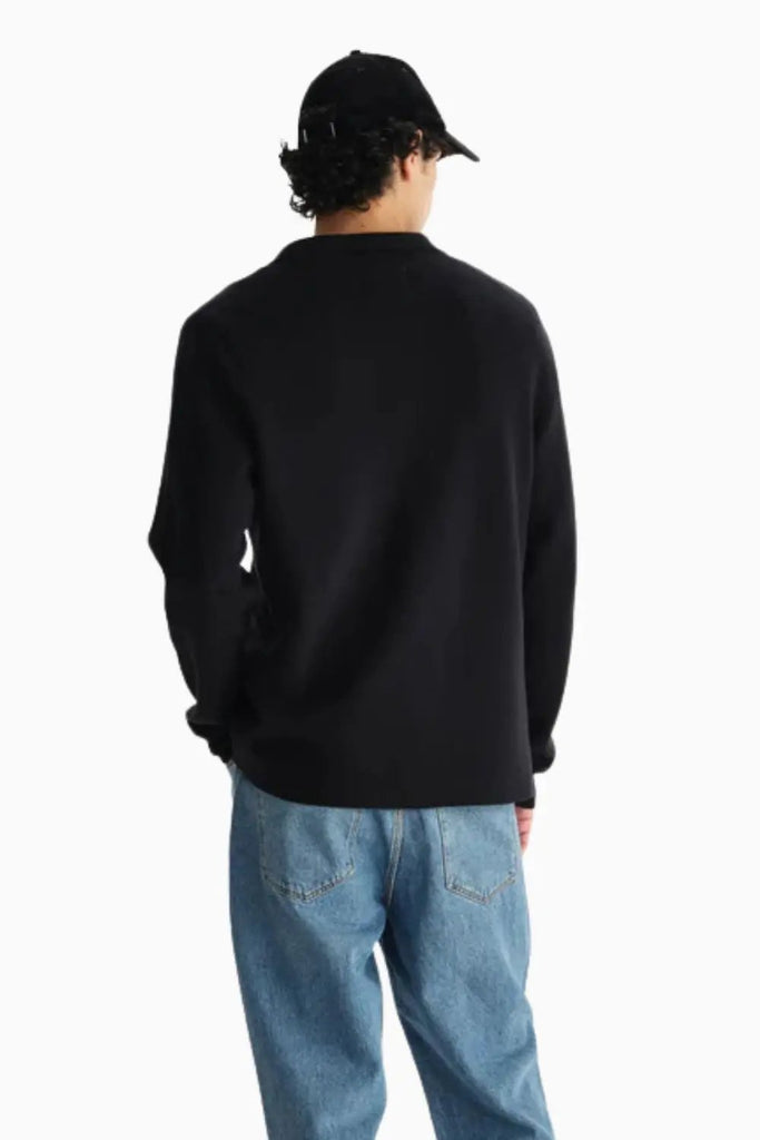 Carter Open Collar Milano Knit Polo for Men - Black Wax London