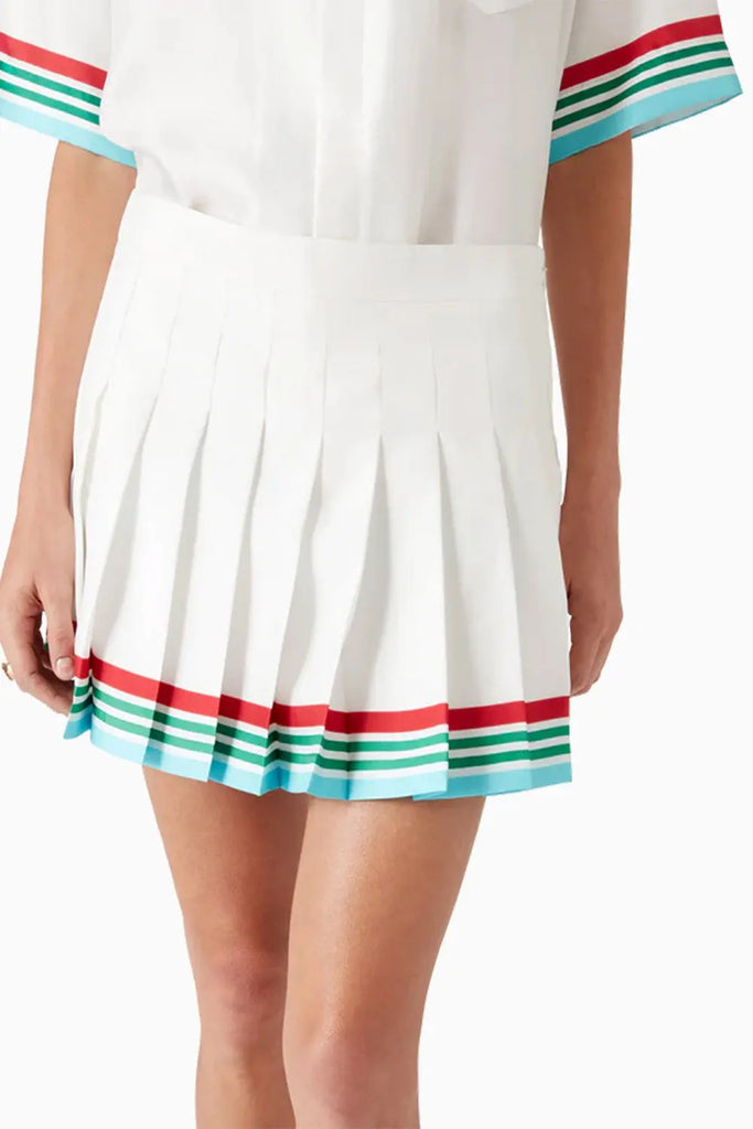 Casa Way World Series Pleated Silk Skirt Casablanca