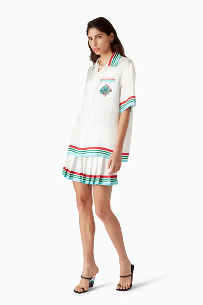 Casa Way World Series Pleated Silk Skirt Casablanca
