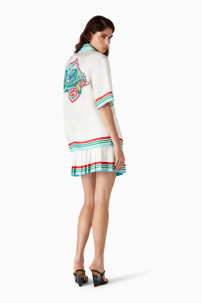 Casa Way World Series Pleated Silk Skirt Casablanca