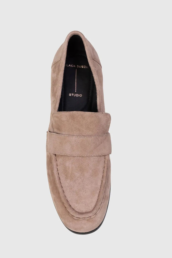 Classic Flat Loafer for Womens Black Suede Studio