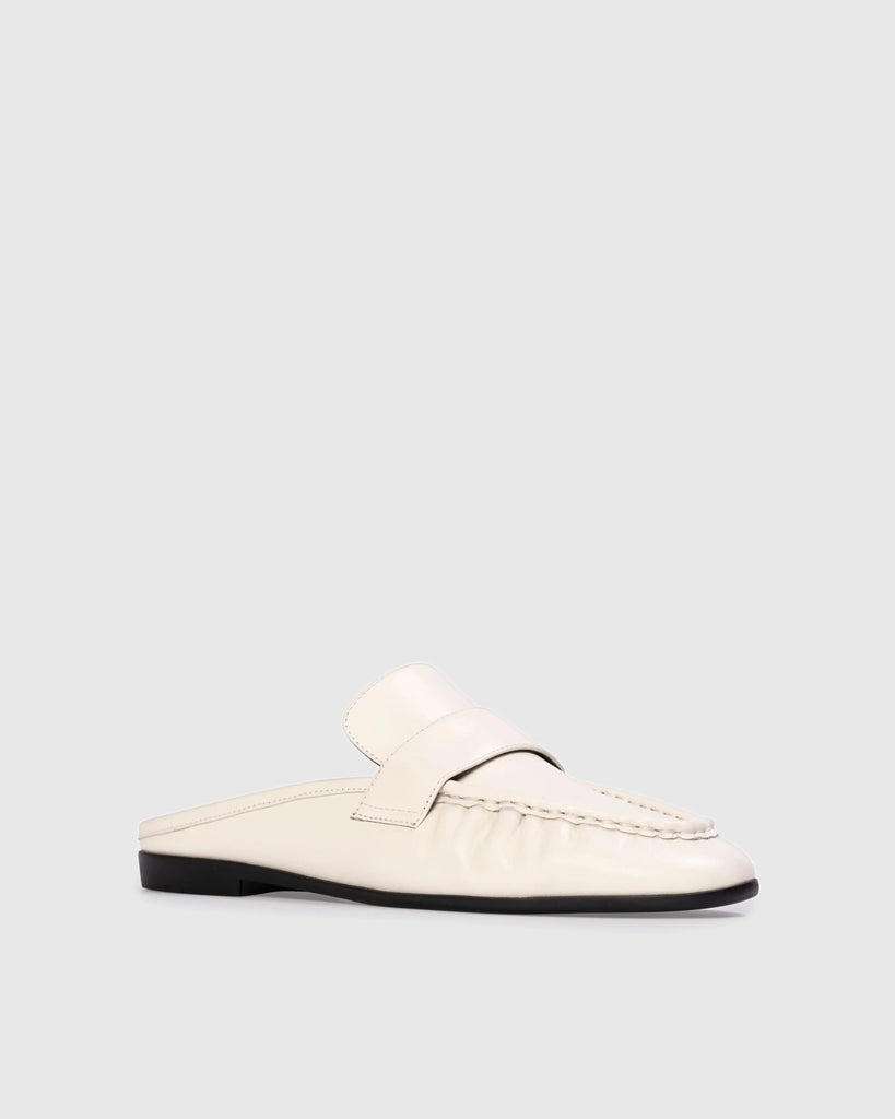 Classic Round Toe Backless Slip On Loafer Black Suede Studio