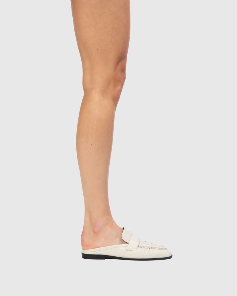 Classic Round Toe Backless Slip On Loafer Black Suede Studio