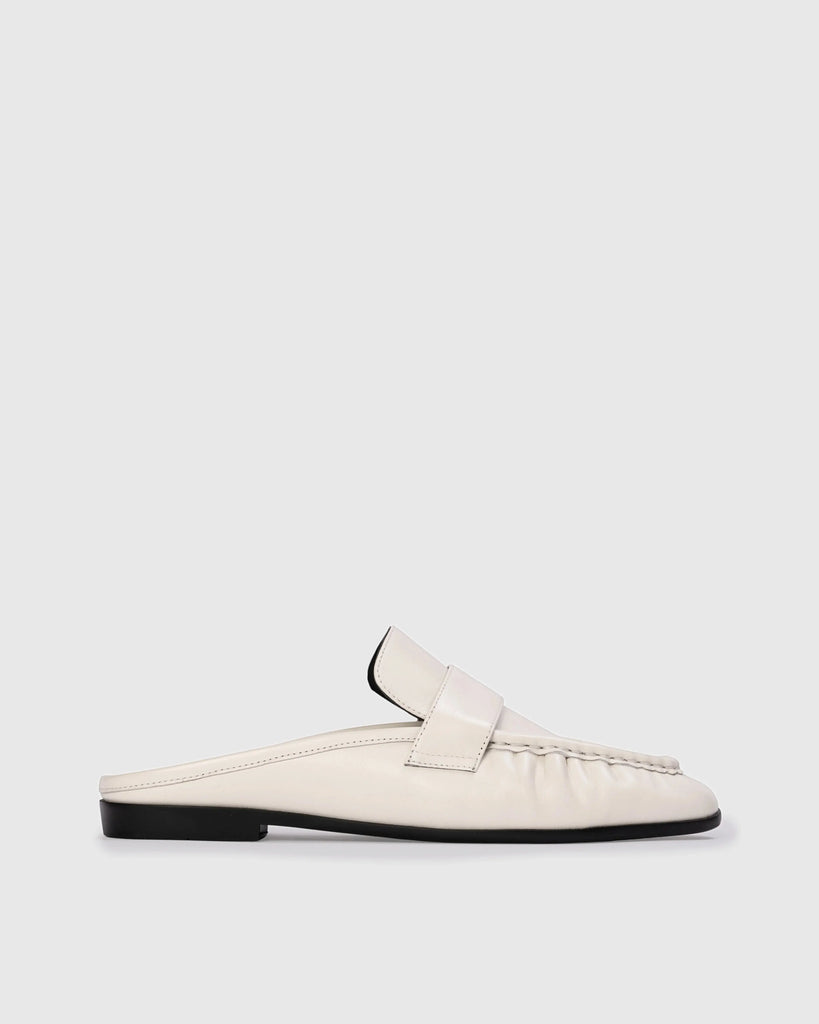 Classic Round Toe Backless Slip On Loafer Black Suede Studio