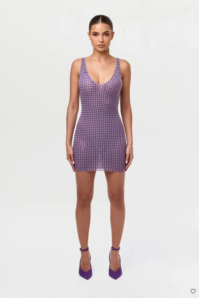 Crystal V-Neck Mini Dress Naked Wardrobe