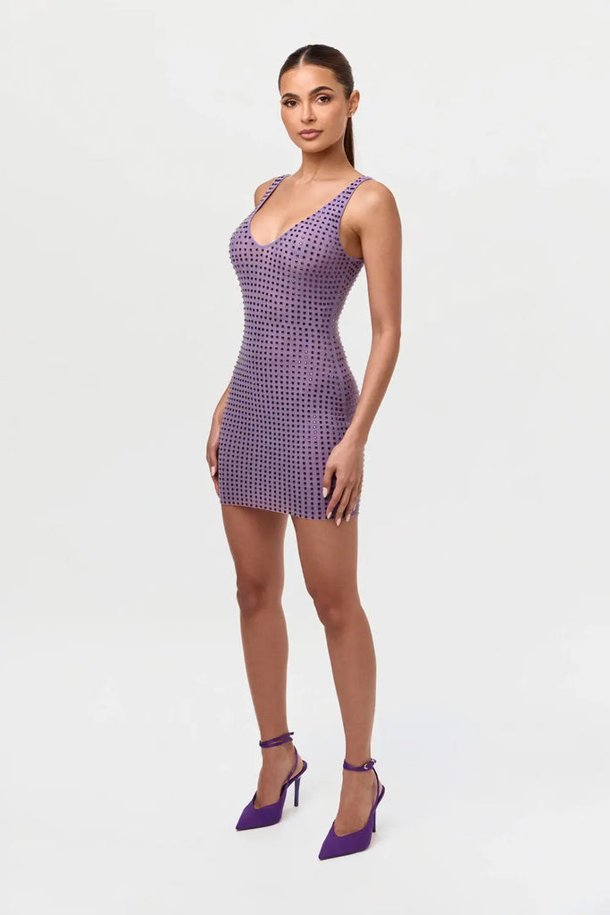 Crystal V-Neck Mini Dress Naked Wardrobe