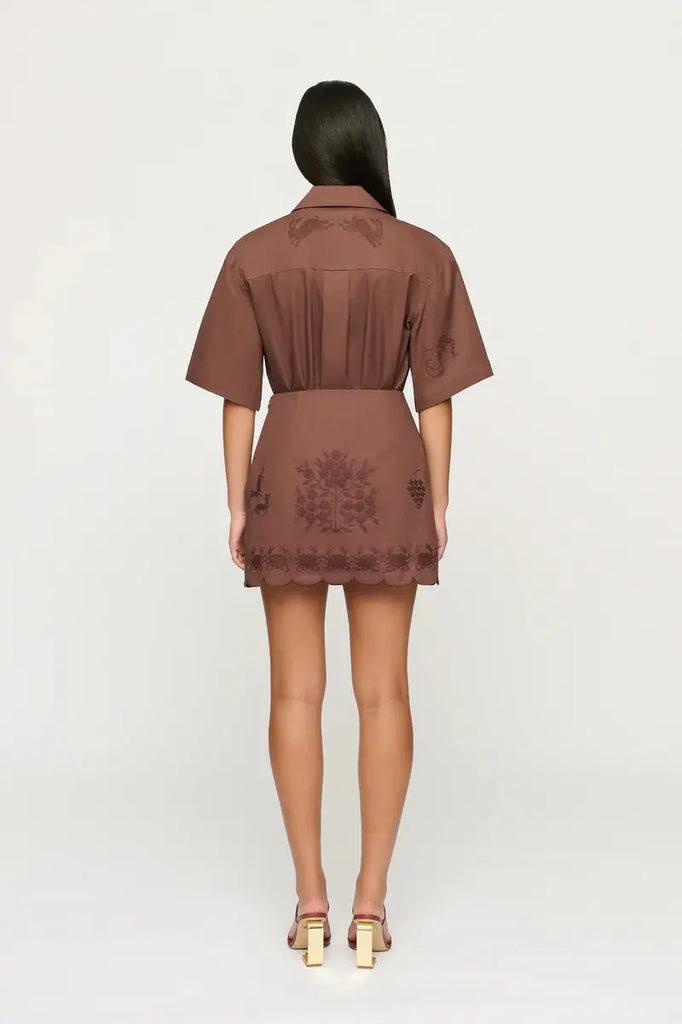Darcy Embroidered Mini Skirt Clea