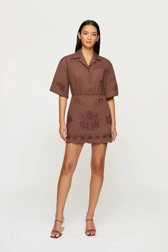 Darcy Embroidered Mini Skirt Clea