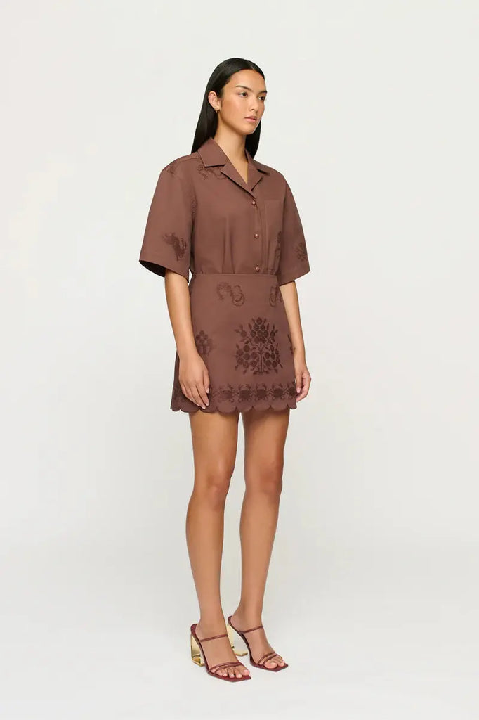 Darcy Embroidered Mini Skirt Clea