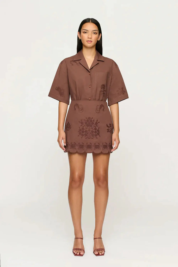 Darcy Embroidered Mini Skirt Clea