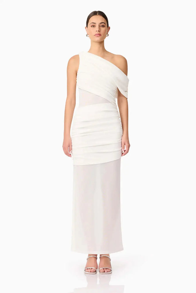 Darya Asymmetrical Gown in Red Elliatt