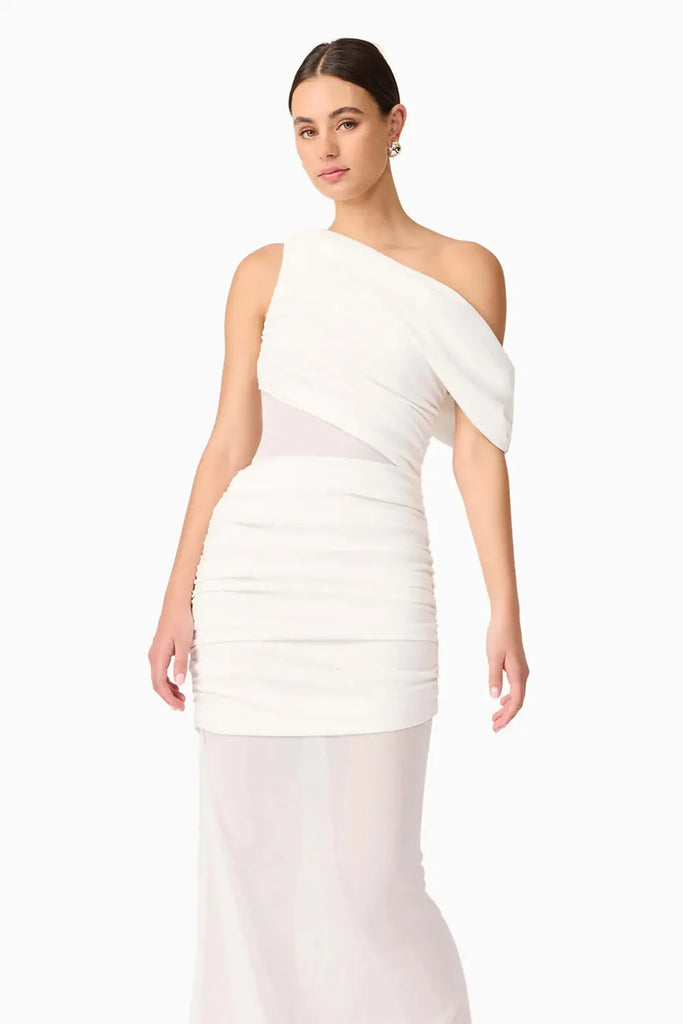 Darya Asymmetrical Gown in Red Elliatt