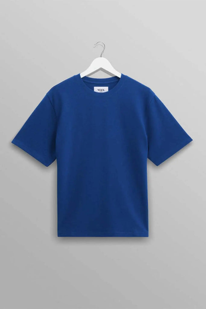 Dean - Blue Textured Organic Cotton T-Shirt Wax London