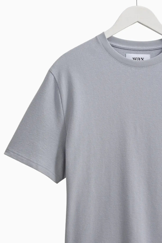 Dean - Pale Blue Textured Organic Cotton T-Shirt Wax London