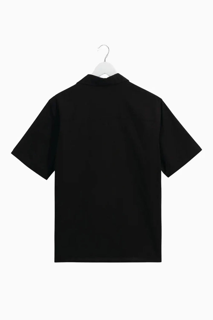 Didcot - Black And Ecru Abstract Applique Short-Sleeve Shirt Wax London