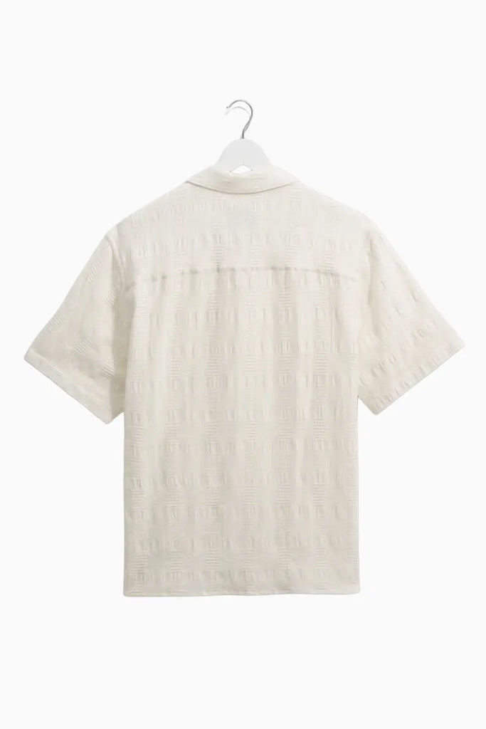 Didcot - Ecru Waffle Seersucker Cotton Short-Sleeve Shirt Wax London