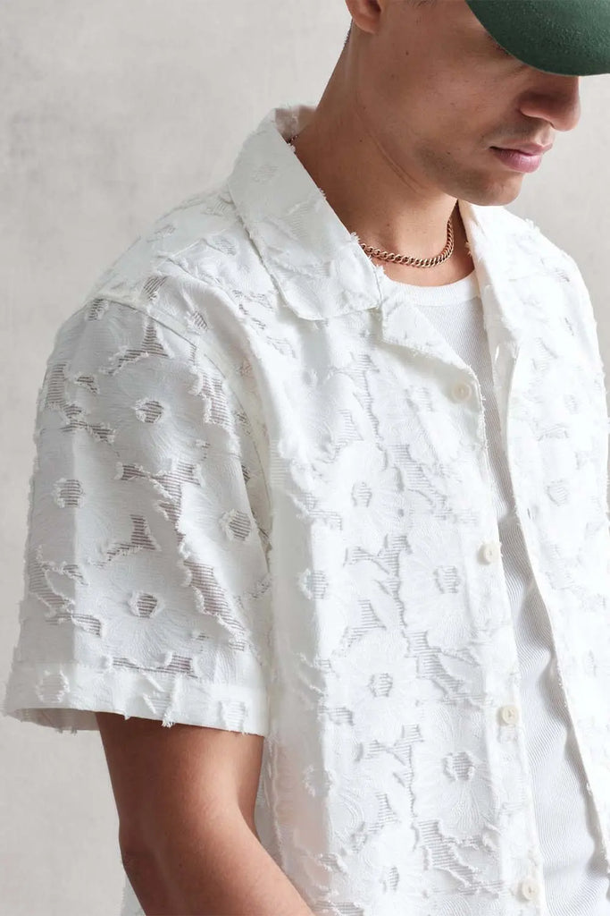 Didcot Shirt Cream Floral Sheer Wax London