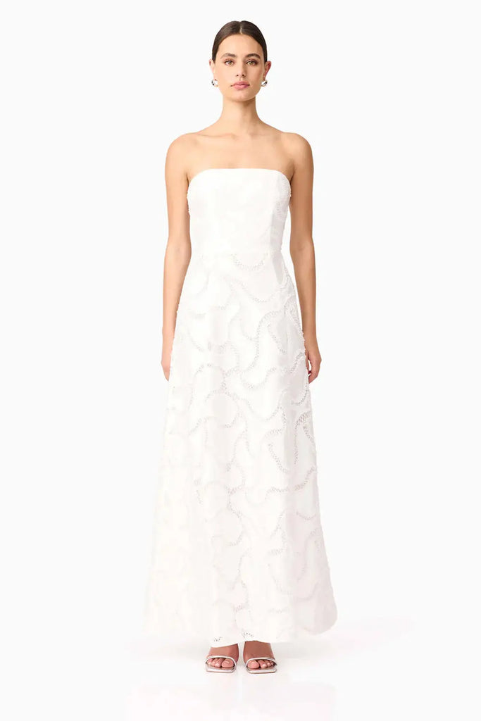 Elara Beaded Gown in White Elliatt