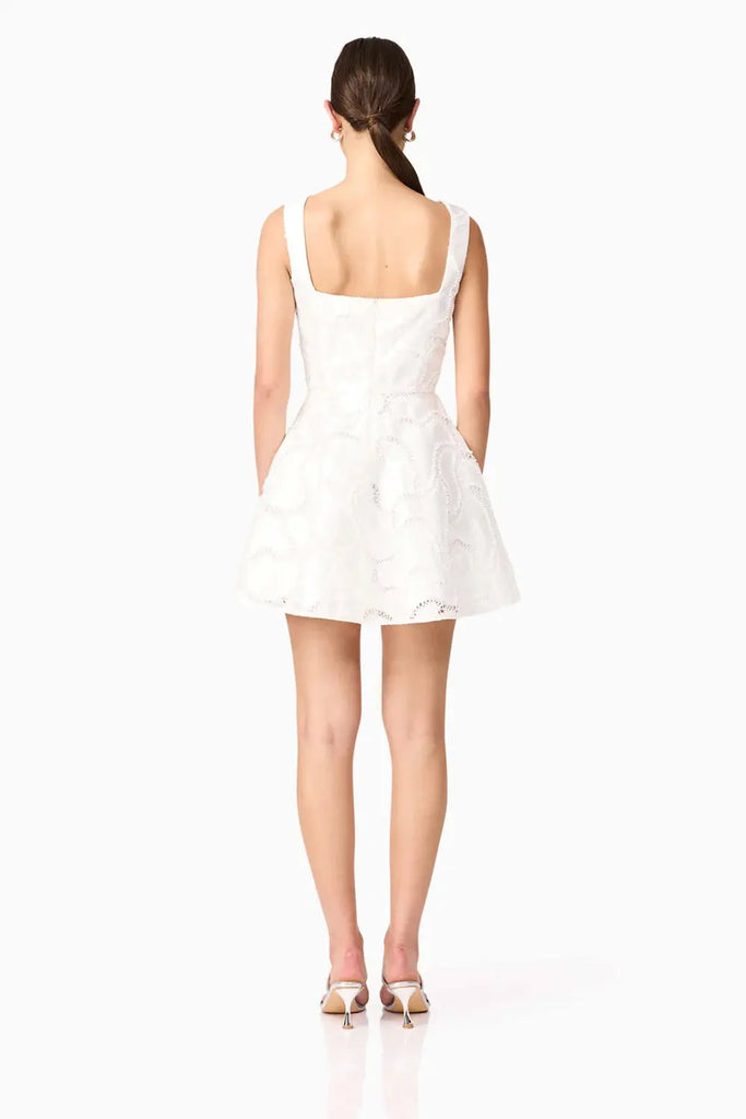 Elara Beaded Mini Dress in White Elliatt