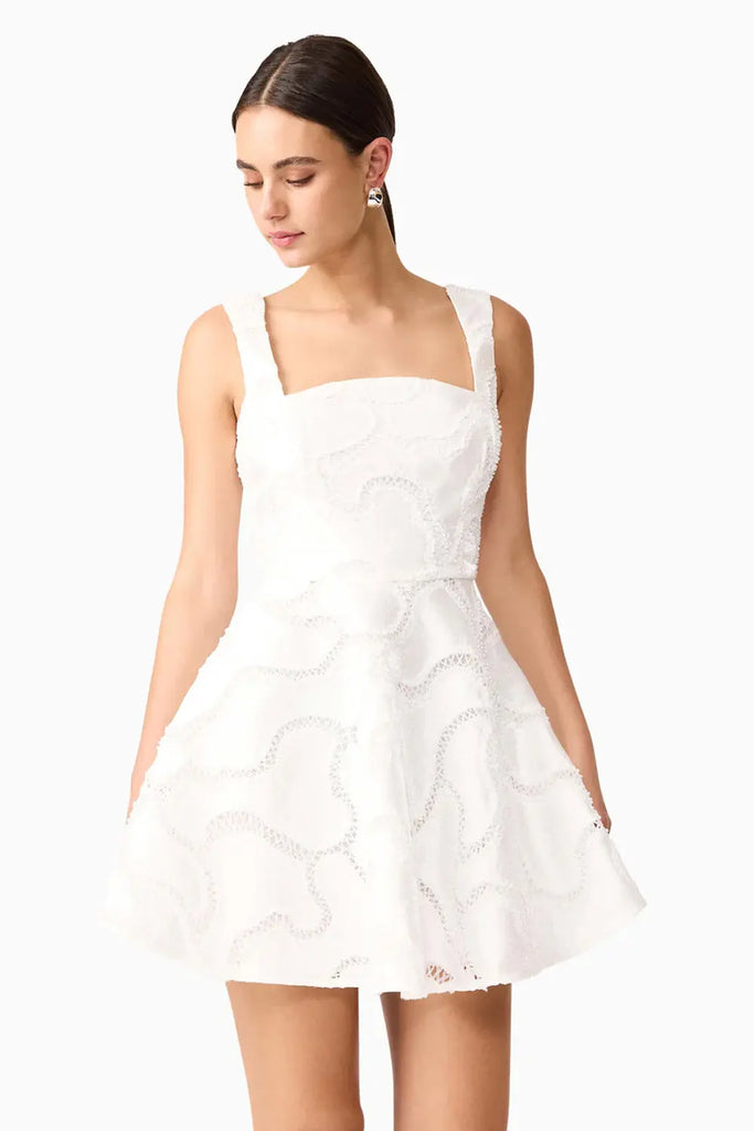 Elara Beaded Mini Dress in White Elliatt