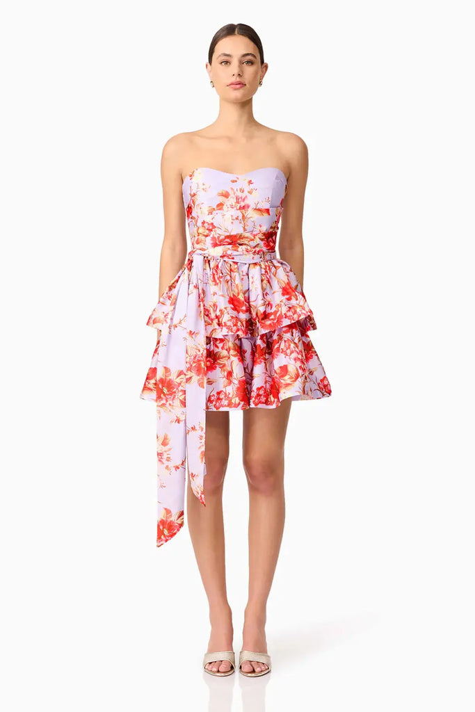 Elina Strapless Mini Dress in Purple Elliatt