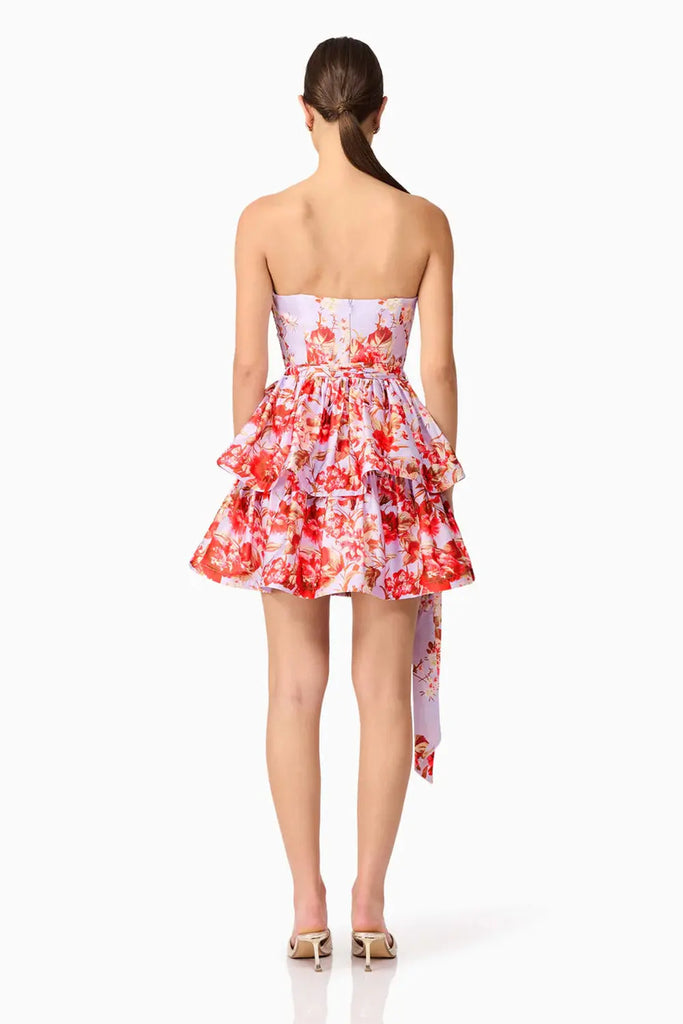Elina Strapless Mini Dress in Purple Elliatt