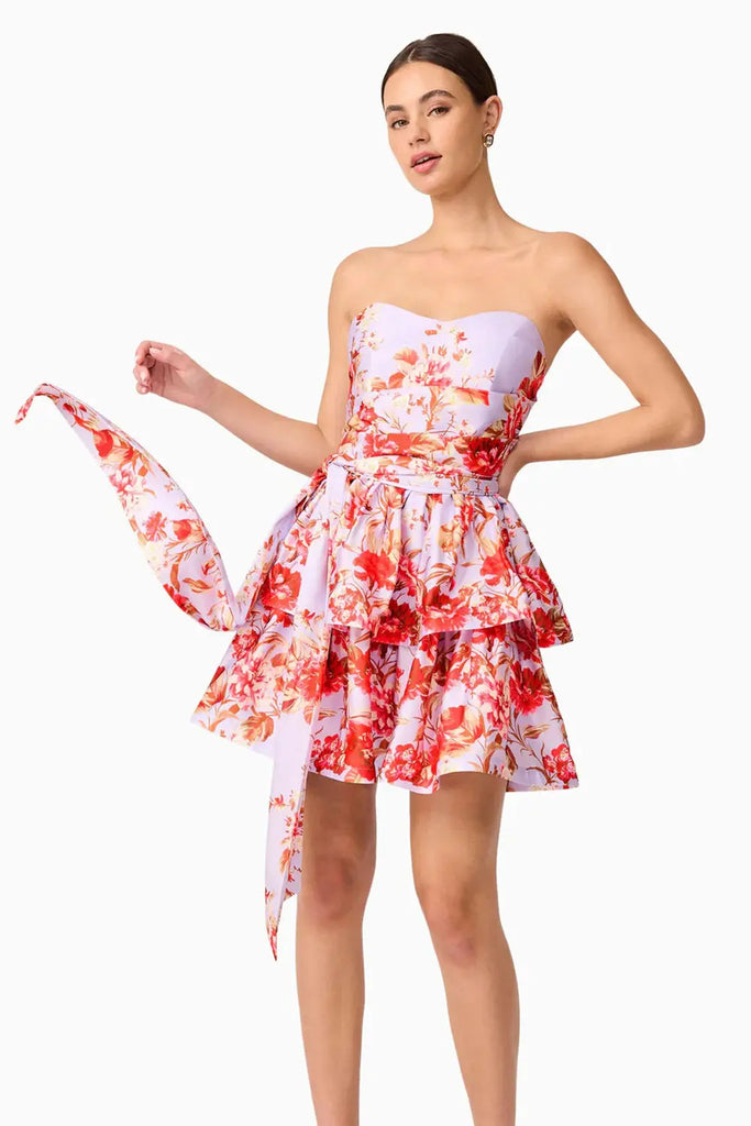 Elina Strapless Mini Dress in Purple Elliatt