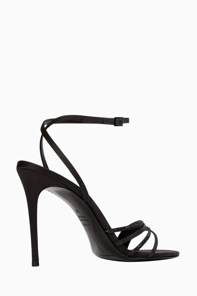 Embellished Round Toe Multi Strap Sandal for Womens Black Suede Studio