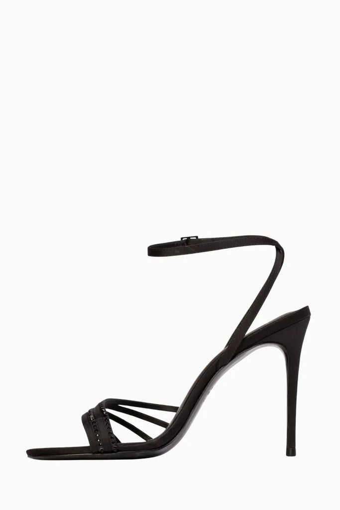 Embellished Round Toe Multi Strap Sandal for Womens Black Suede Studio