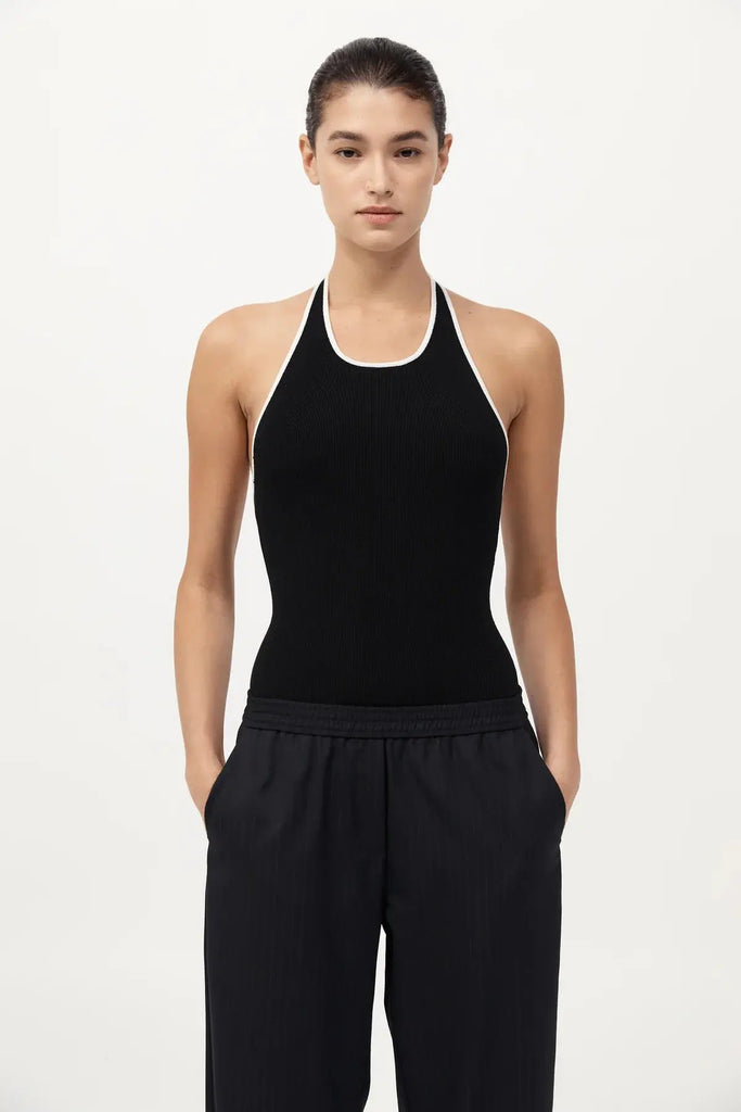 Fine Line Halter Top - Black St Agni