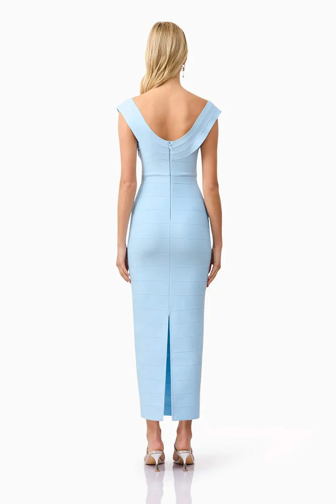 Fiona Fitted Maxi Dress in Blue Elliatt
