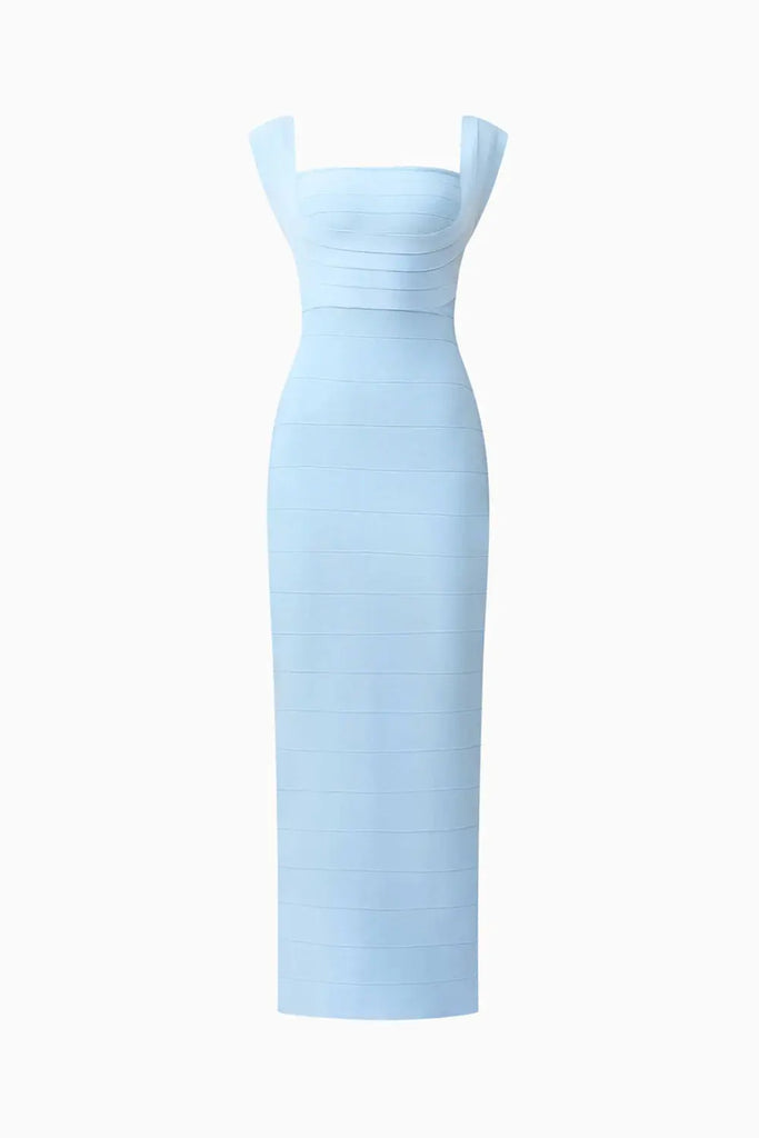 Fiona Fitted Maxi Dress in Blue Elliatt