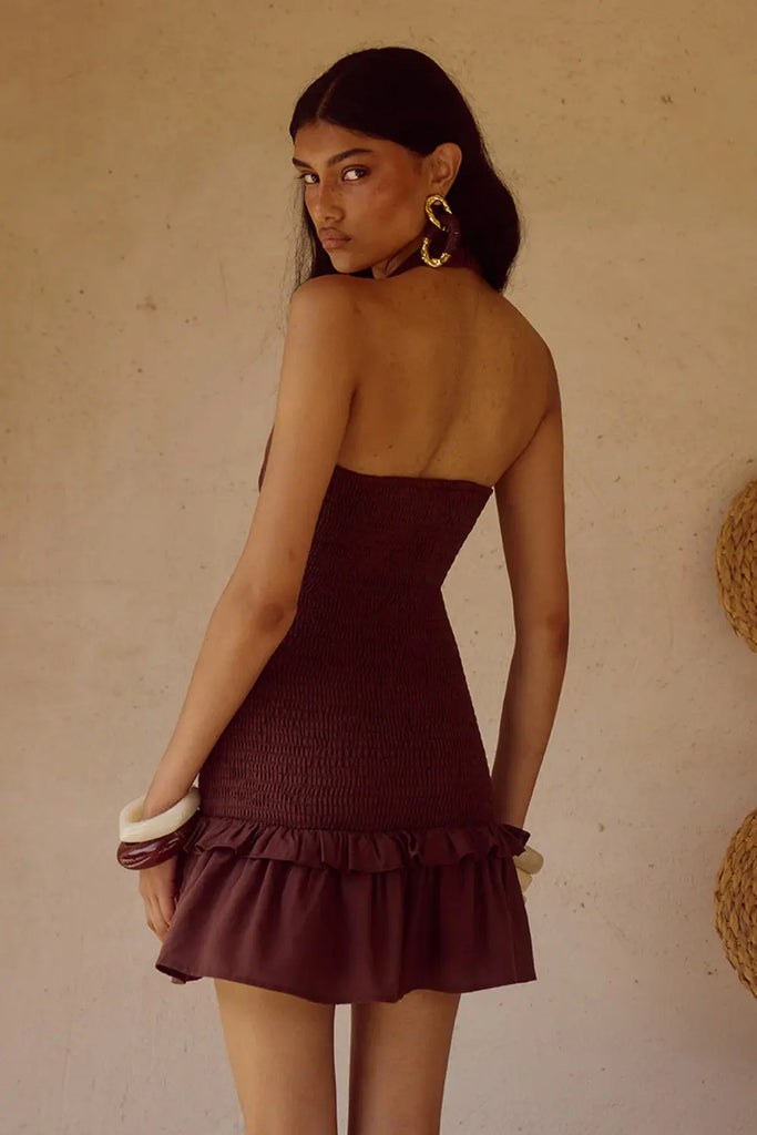Fleur Shirred Halter Mini Dress Runaway The Label