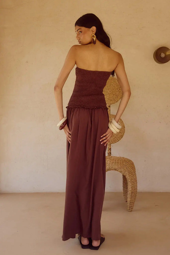 Fleur Shirred Straplesss Maxi Dress for Womens Runaway The Label