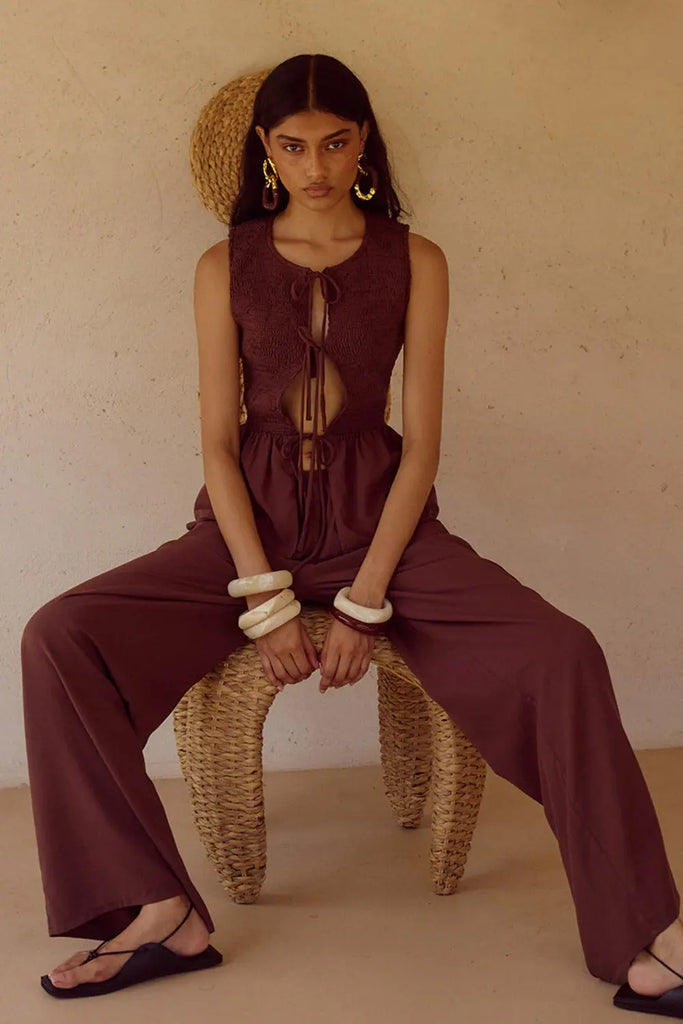 Fleur Shirred Tie Front Top Runaway The Label