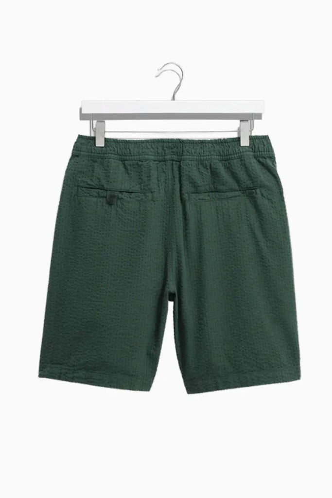 Fuller - Forest Green Cotton Seersucker Shorts Wax London