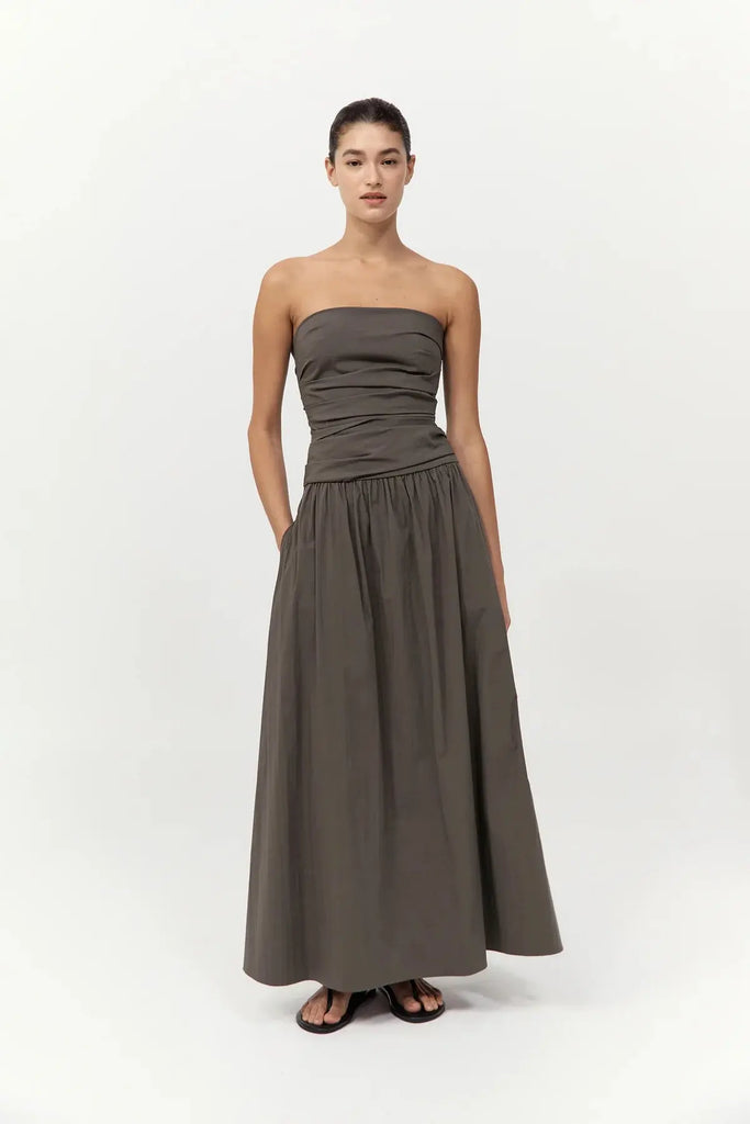 Gathered Strapless Tie Back Dress St Agni