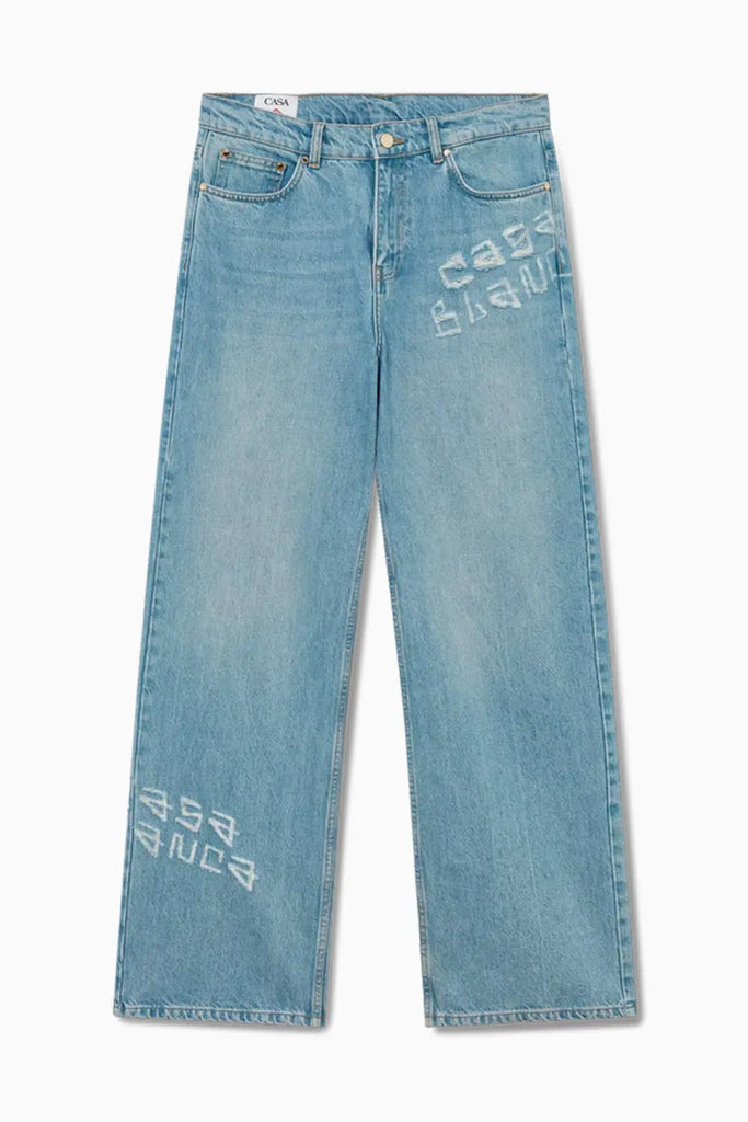 Graffiti Distressed Denim Jeans Casablanca