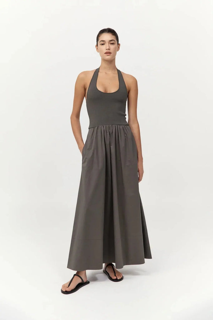 Halter Gathered Dress - Khaki St Agni
