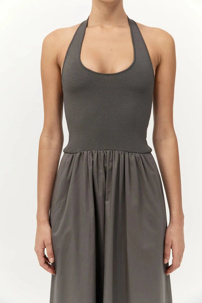 Halter Gathered Dress - Khaki St Agni