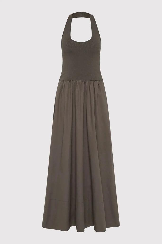 Halter Gathered Dress - Khaki St Agni