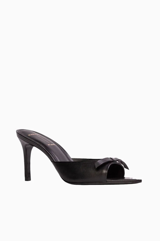 High Heel Slip On Sandal Black Suede Studio