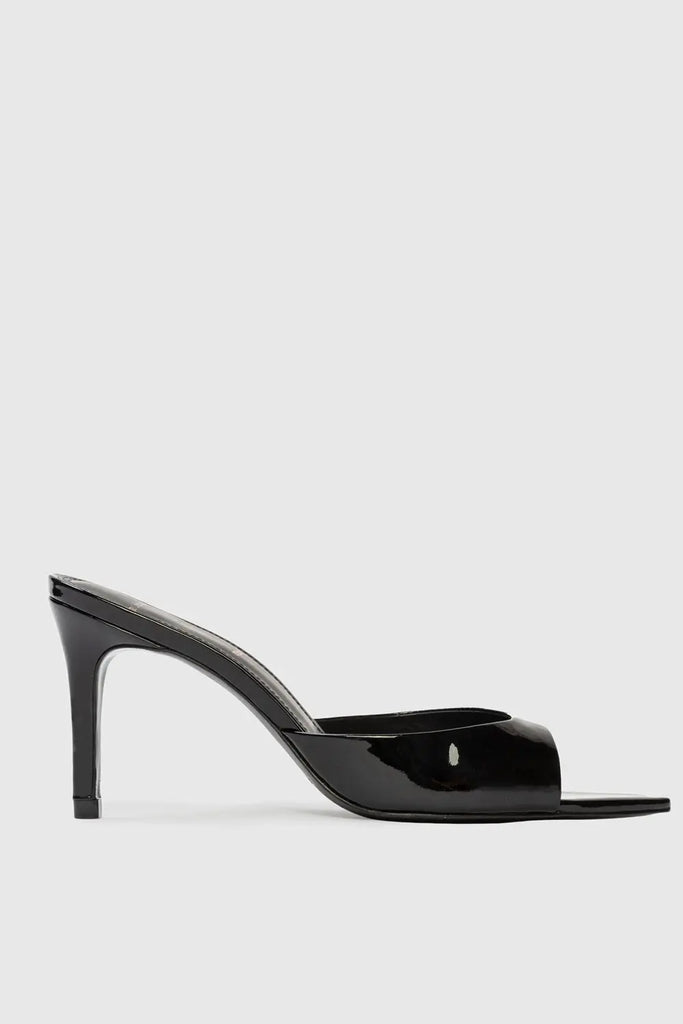 High Heel Slip On Sandal for Womens Black Suede Studio